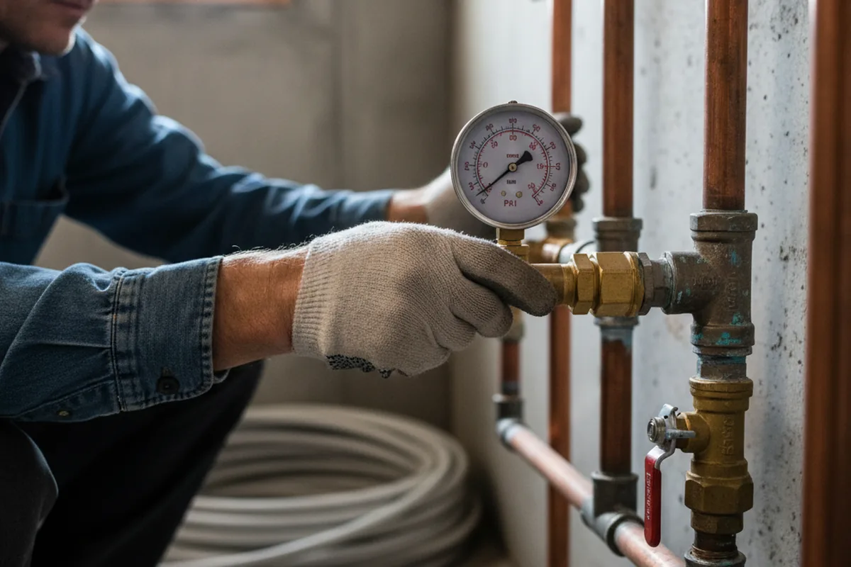 Pressure testing a repaired line during Water Line Repair in Coats